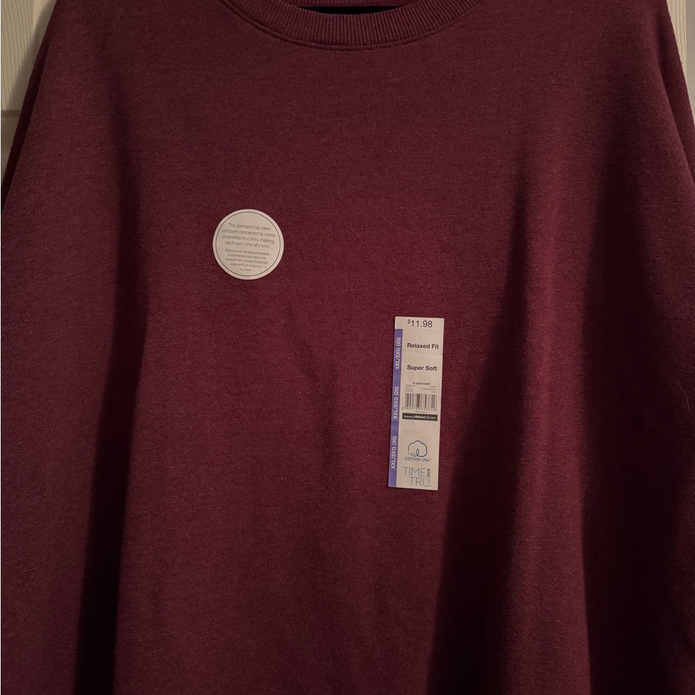 Time and Tru Women's Plum Crew Neck Sweater - Picture 2 of 4